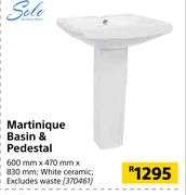 Solo Martinique Basin & Pedestal-600mm x 470mm x 830mm