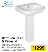 Solo Bermuda Basin & Pedestal-550mm x 430mm x 810mm