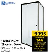 Macneil Sierra Pivot Shower Door Black-900mm x 1.85m