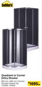 Builders Quadrant Or Corner Entry Shower-885mm x 885mm Each