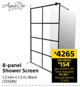 Aqua Dior 8 Panel Shower Screen Black-1.2mm x 1.2m