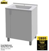 Builders Coral Bathroom Vanity Floor Unit 600mm