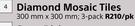 Lusso Rosa Bronze Bathroom Accessories Diamond Mosaic Tiles-300mm x 300mm Per Pack