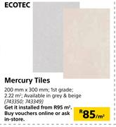 Ecotec Mercury Tiles-200mm x 300mm Per Sqm