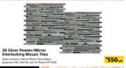 3D Silver Pewter/Mirror Interlocking Mosaic Tiles-Per Pack