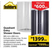 Builders Quadrant Entry Shower Doors-885mm x 885mm Each