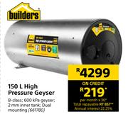 Builders 150L High Pressure Geyser