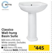 Betta Classico Wall Hung Basin Suite-600mm x 515mm