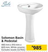 Solo Solomon Basin & Pedestal-490mm x 410mm x 820mm