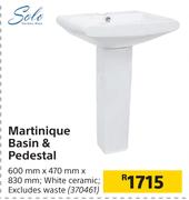 Solo Martinique Basin & Pedestal-600mm x 470mm x 830mm