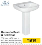 Solo Bermuda Basin & Pedestal-550mm x 430mm x 810mm