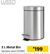 Lusso 3L Metal Bin Stainless Steel