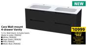 Cara Wall Mount 4 Drawer Vanity