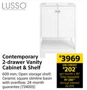 Lusso Contemporary 2 Drawer Vanity Cabinet & Shelf