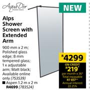 AquaDor Alps Shower Screen With Extended Arm