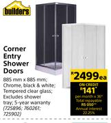 Builders Corner Entry Shower Doors-Each
