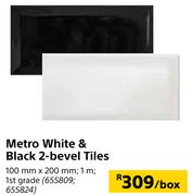 Metro White And Black 2-Bevel Tiles-Per Box