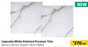 Calacatta White Polished Porcelain Tiles-Per Sqm