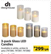 Designhouse 3-Pack Glass LED Candles-Per pk 