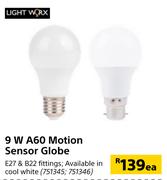 Lightworx 9W A60 Motion Sensor Globe-Each