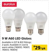 Eurolux 9W A60 LED Candle-Per Pack