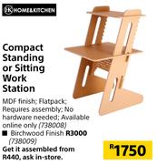 Home & Kitchen Compact Standing Or Sitting Work Station (Birchwood Finish)