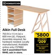 Home & Kitchen Aikin Full Desk-750 (h) x 1.5m (w) x 600mm (d)