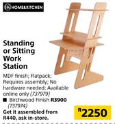 Home & Kitchen Standing Or Sitting Work Station (Birchwood Finish)