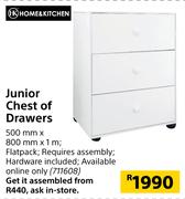 Home & Kitchen Junior Chest Of Drawers-500mm x 800mm x 1m