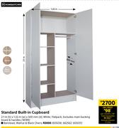 Home & Kitchen Standard Built In Cupboard (White)-2.1m (h) x 1.22m (w) x 500mm (d)