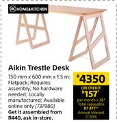 Home & Kitchen Aikin Trestle Desk 750mm x 600mm x 1.5m