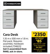 Home & Kitchen Cara Desk 1.35m x 500mm x 1.8m