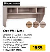 Home & Kitchen Cres Wall Desk 900mm x 455mm x 415mmm