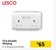 Lesco 13A Double Afriplug-3 x 3