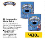 Hammerite Metal Paint Smooth Black-1Ltr