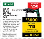 Hitachi 830W 26mm SDS Plus Rotary Plus Rotary Hammer Drill