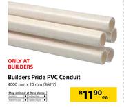 Builders Pride PVC Conduit (4000mm x 20mm)-Each