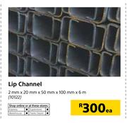 Lip Channel (2mm x 20mm x 50mm x 100mm x 6m)-Each
