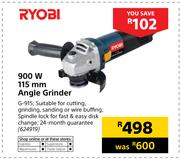 Ryobi 900W 115mm Angle Grinder