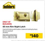 Builders 60mm Rim Night Latch