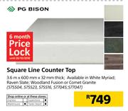 PG Bison Square Line Counter Top-3.6m x 600mm x 32mm