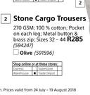 Beck Stone Cargo Trousers