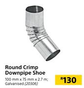 Round Crimp Downpipe Shoe (Galvanised) 100mm x 75mm x 2.7m