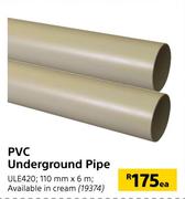 PVC Underground Pipe 110mm x 6m ULE420-Each