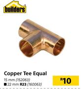 Builders Copper Tee Equal 15mm