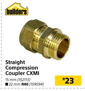 Builders Straight Compression Coupler CXMI 22mm