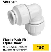 Speedfit Plastic Push Fit Equal Elbow 15mm White