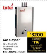 Totai 12Ltr Gas Geyser With Titanium Enameled Tank