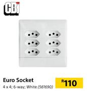 CBi Euro Socket 4x4 6 Way (White)