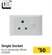CBi Single Socket 4x2 Horizontal, (White)